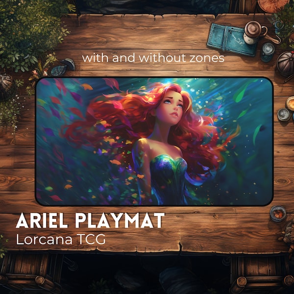 Ariel Inspired Lorcana Mat - Plongez dans une aventure colorée - Magnifique tapis de bureau / Tapis de souris