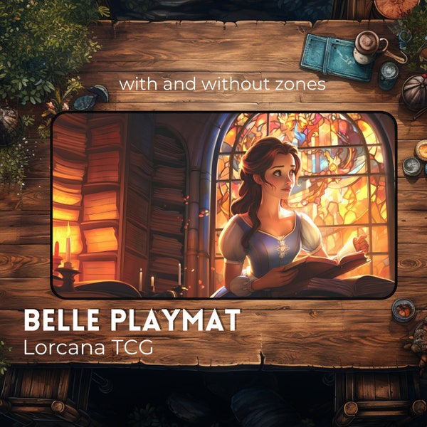 Belle's Beauty and the Beast Playmat for Lorcana - Channel Your Inner Belle Beautiful Desk Mat / Mousepad
