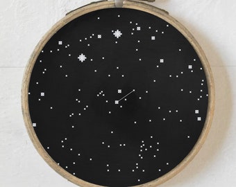 Canes Venatici Constellation, Cross Stitch Pattern, Beginner Needlepoint Chart, Easy Embroidery, Astronomy Star Map, Digital Download, PDF
