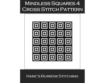 Mindless Squares Pattern 4, Square Cross Stitch Pattern, Beginner Embroidery Pattern, Easy Needlework Design, Digital Download PDF File