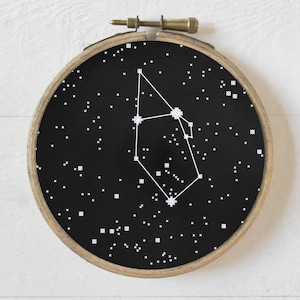 Sternbild Auriga, Kreuzstichmuster, Nadelstichtabelle für Anfänger, einfache Stickerei, Astronomie-Sternenkarte, digitaler Download, PDF-Format