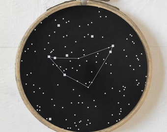 Capricornus Constellation, Cross Stitch Pattern, Beginner Needlepoint Chart, Easy Embroidery, Astronomy Star Map, Digital Download, PDF