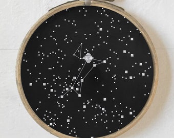 Canis Major Constellation, Cross Stitch Pattern, Beginner Needlepoint Chart, Easy Embroidery, Astronomy Star Map, Digital Download, PDF