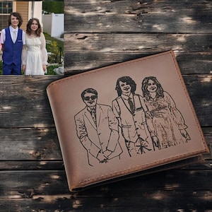 Personalized Gift, Anniversary Gift for Him, Engraved Handwriting Wallet, Custom Photo Wallet, Gift for Husband, Gift for Him, Men, Fathers