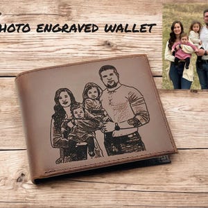Custom Photo Wallet, Leather Wallet, Handwriting Wallets Gift for Him , Anniversary Gift For Him, Boyfriend Gift, Fathers day Gift For Him