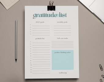 Gratitude Worksheet - Instant Download