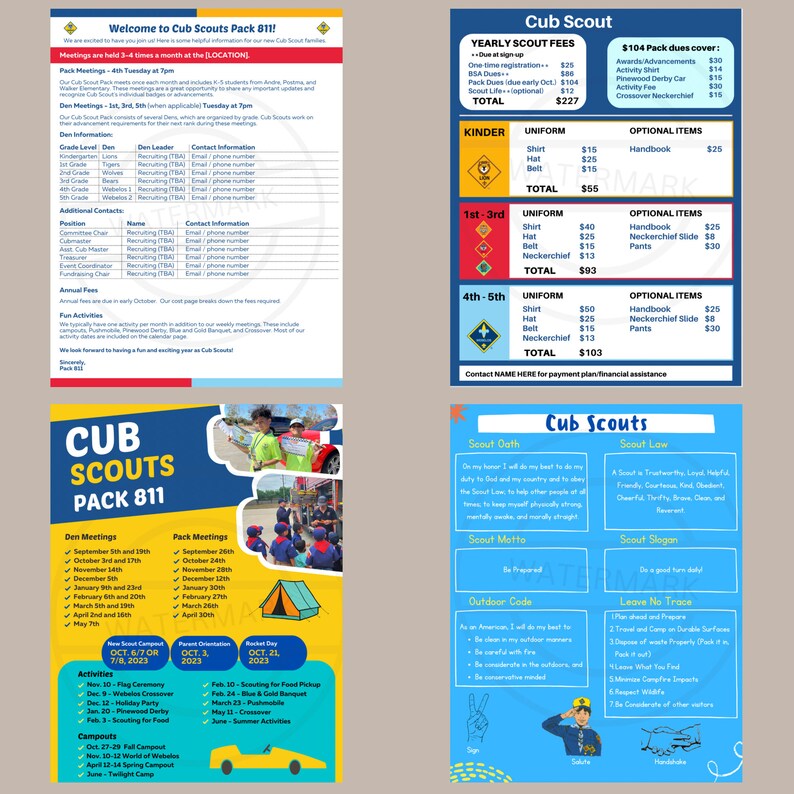 Cub Scout Recruitment Packet Flyers Contact Info Etsy