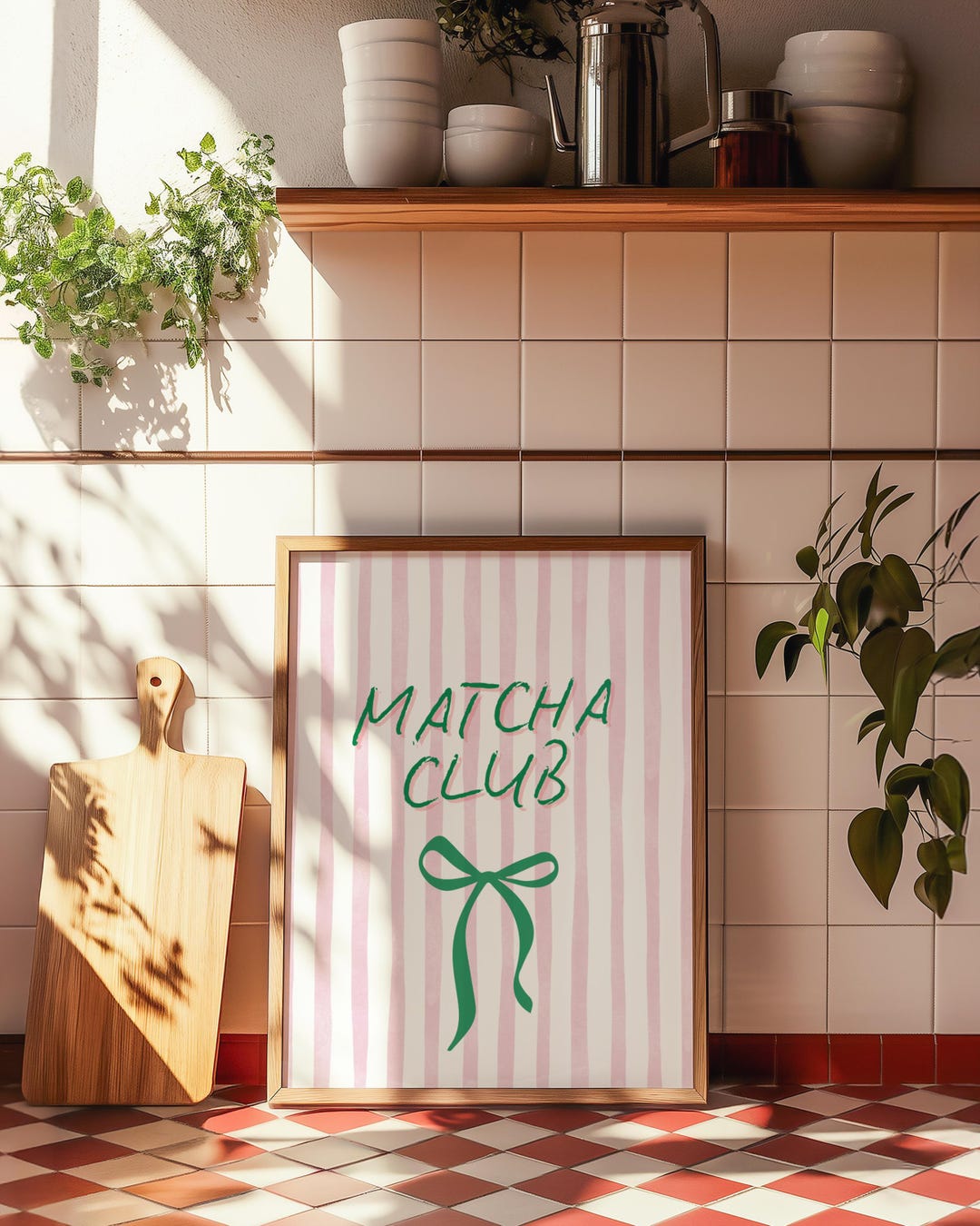 Matcha Club Cute Matcha Print Pink Kitchen Decor Matcha Wall Art Coffee ...