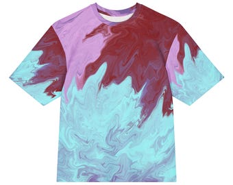 Blue vs red abstract oversized cotton t-shirt | unisex