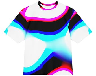 Neon liquid abstract oversized cotton t-shirt | unisex