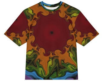 Rainbow sun abstract oversized cotton t-shirt | unisex