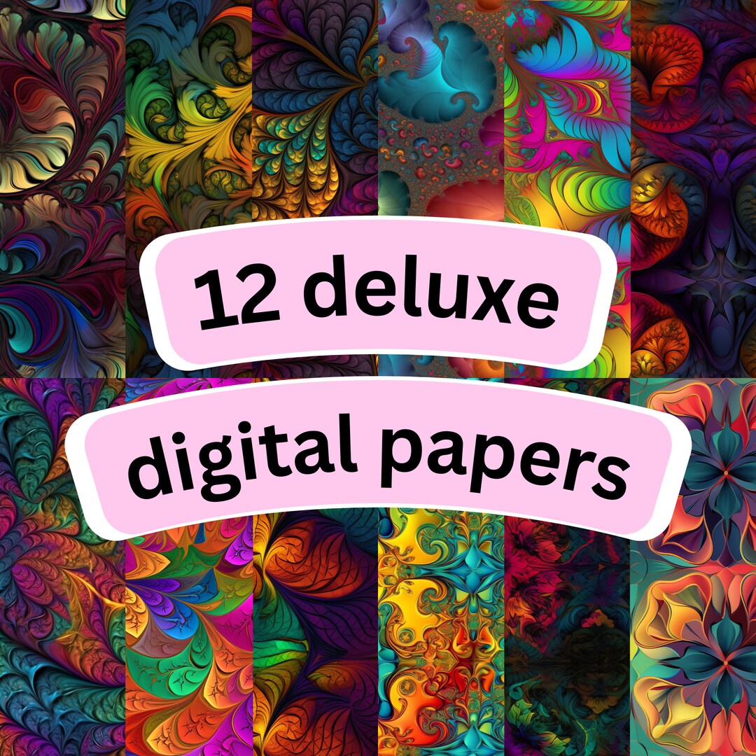 Digital Paper | Fractals - Scrapbook Set (12 Tiling Digital Papers ...