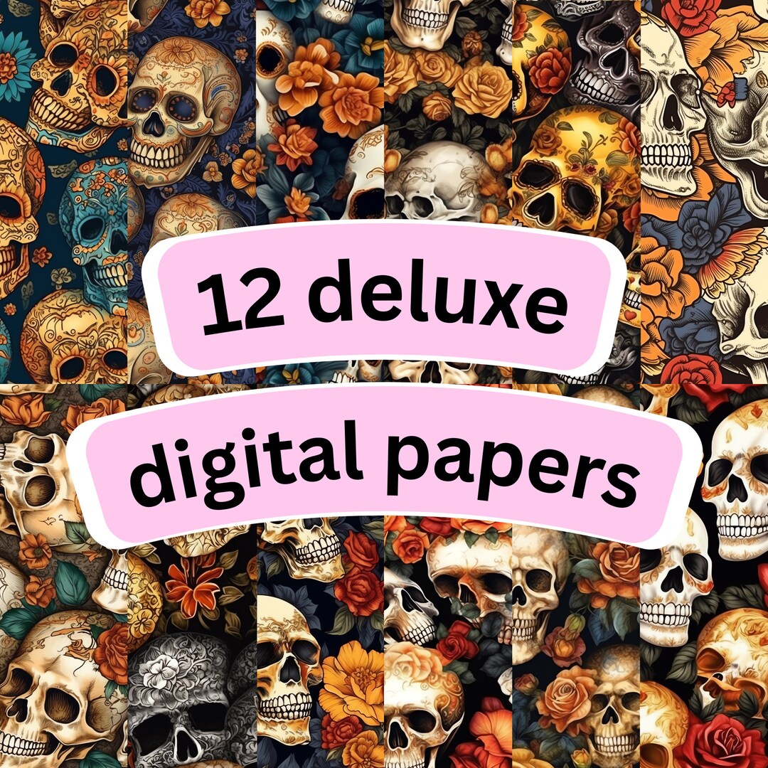 Digital Paper | Day of the Dead - Scrapbook Set (12 Tiling Digital ...