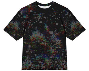 Dark glitch abstract oversized cotton t-shirt | unisex