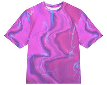 Neon pink abstract oversized cotton t-shirt | unisex