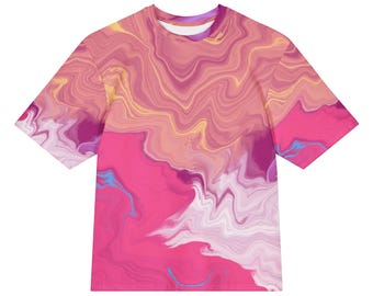 Pink vs yellow abstract oversized cotton t-shirt | unisex