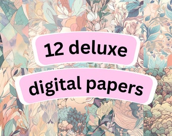 Digital Paper | Dreamy Pastels - Scrapbook Set (12 tiling digital papers) | Printable Pattern
