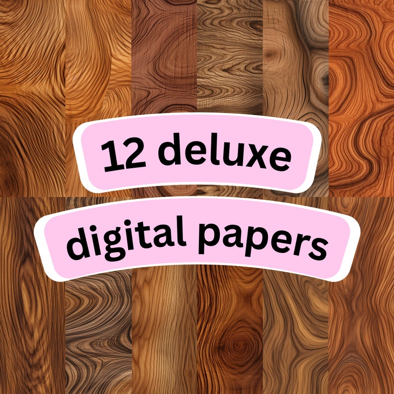 Digital Paper Wood Grain Scrapbook Set 12 Tiling Digital Etsy