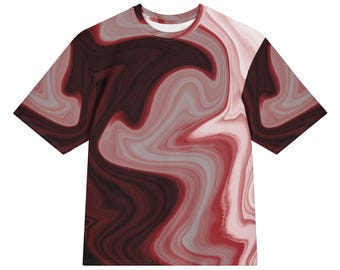 Red swirl abstract oversized cotton t-shirt | unisex