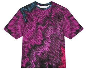 Purple halftone warp abstract oversized cotton t-shirt | unisex