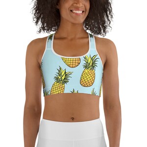 Sujetador deportivo / Ropa deportiva cómoda / Piña / Ropa de gimnasia para mujeres / Estampado lindo