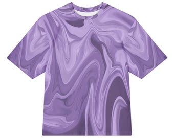 Purple swirls abstract oversized cotton t-shirt | unisex