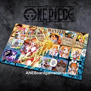Tapete de juego de mesa Nami Kuzan azul y amarillo de One Piece TCG