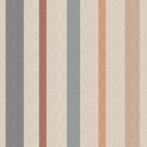 May include: Vertical striped pattern in muted tones. The design features alternating stripes of gray, rust, blue-gray, peach, and beige. The background has a watermark of the text "WILDFLOWER DIGITAL DESIGN".