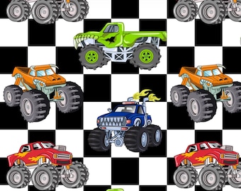 Monster trucks seamless file, seamless repeat pattern