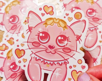 Pastel Chibi Cat Sticker | Kawaii Cat Sticker | Aesthetic Sticker | Kittycore Sticker | Clear Bottle Sticker | Waterproof Vinyl | Cat Lovers