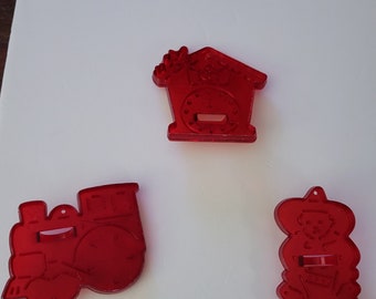 Red plastic cookie cutters: YOU CHOOSE