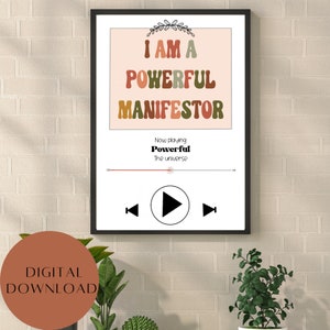 Affirmation Wall Art Manifestation Wall Art Manifestation Printable Gifts for Everyone I Am a Powerful Manifestor Manifest image 1