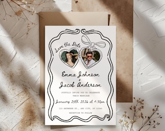 Invitación de boda minimalista, plantilla de Canva, plantilla de boda, boda, invitación editable, descarga digital HD1030