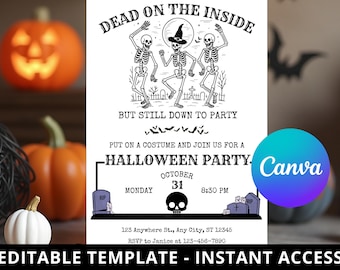 Halloween Party Invitation, Halloween Invitation, Canva Template, Invitation Template, Halloween Party, Halloween (Digital Download)