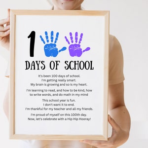 100 Days of School Handprint Craft | Kindergarten & Preschool 100th Day Activity | Digital Keepsake Printable