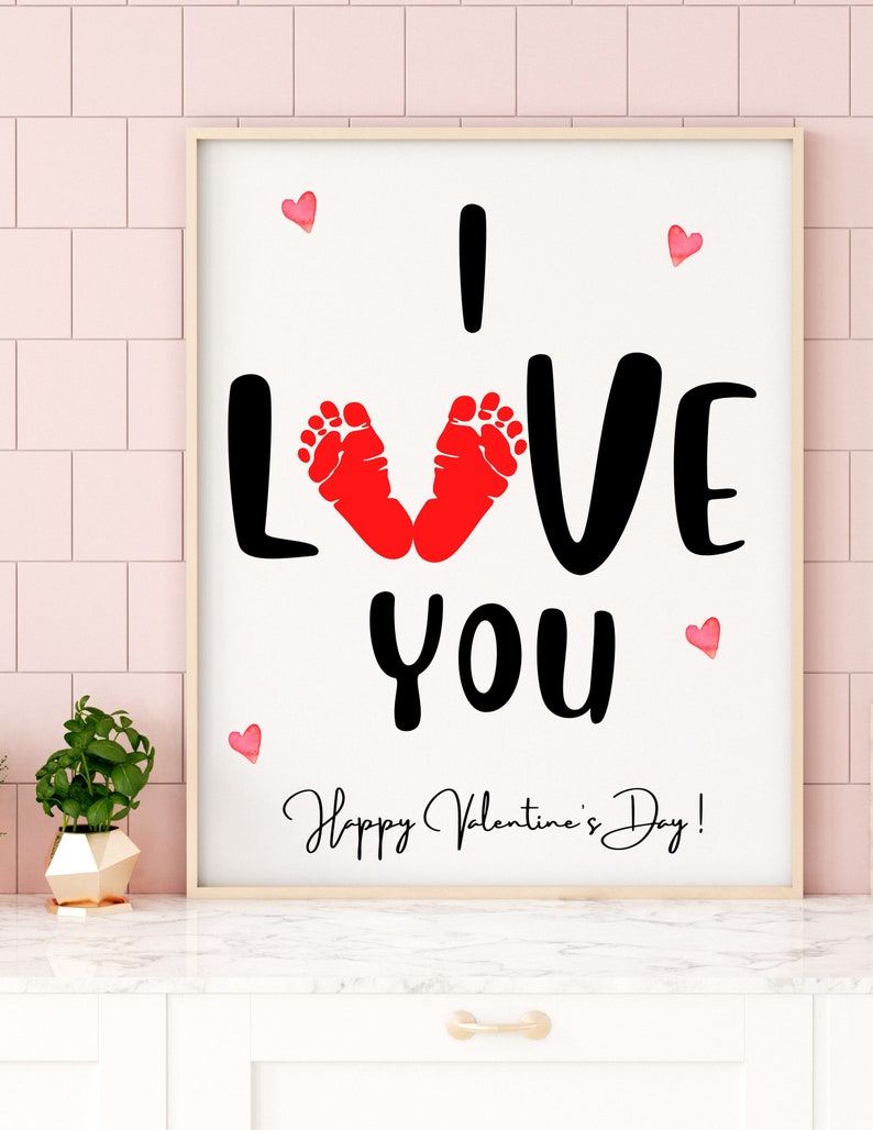 I Love You Footprint Handprint Art Craft, Valentine's Day Craft for ...