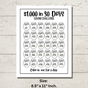 Savings Challenge Printable | 1000 in 30 Days | Savings Challenge Trackers | 1000 Savings Challenge | Instant Download