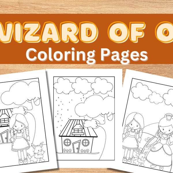 15 The Wizard Of OZ Coloring Pages, Printable Kids Coloring Pages, Fairy tale Coloring Book, Coloring Pages for Kids