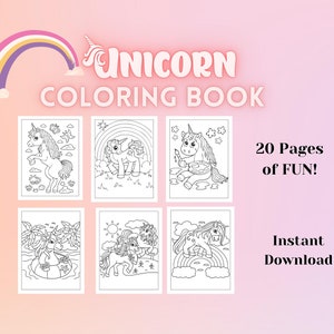 INSTANT DOWNLOAD, Unicorn Coloring Pages, Unicorn Printables, Unicorn Games, Printable Coloring Pages, Unicorn Party Birthday, DIGITAL