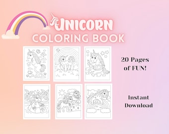 INSTANT DOWNLOAD, Unicorn Coloring Pages, Unicorn Printables, Unicorn Games, Printable Coloring Pages, Unicorn Party Birthday, DIGITAL