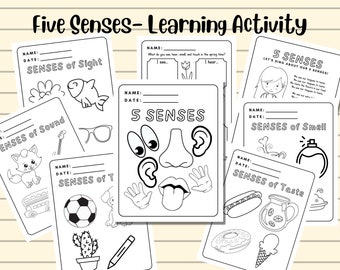 8 Pages of Five Senses Worksheets. Preschool Worksheets. Preschool Activities. Kindergarten. Toddler. Printable. Instant Download.