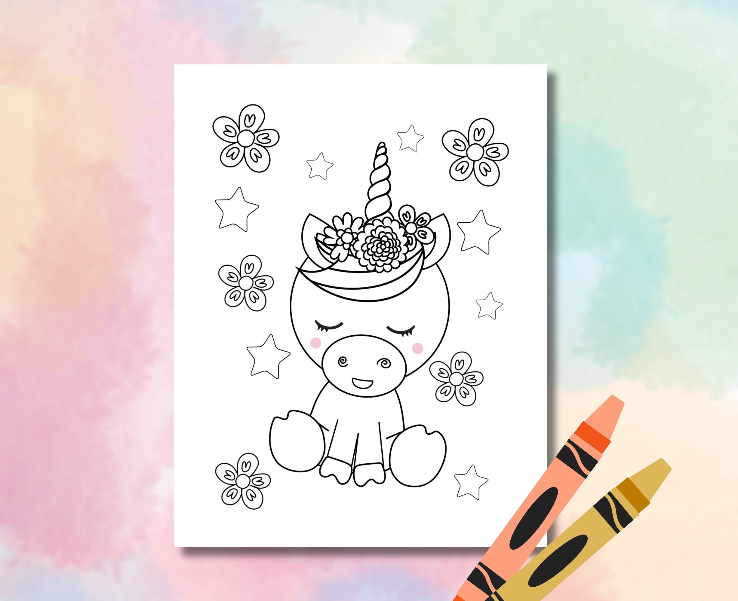 Unicorn Coloring Pages, Printable Kawaii Sweets Coloring, Birthday ...