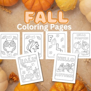 6 Fall Coloring Pages, Autumn Coloring Pages, Autumn Coloring Sheets, Autumn Coloring Pages, Seasonal Coloring Pages,Kids Fall Coloring Page