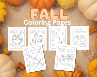 6 Fall Coloring Pages, Autumn Coloring Pages, Autumn Coloring Sheets, Autumn Coloring Pages, Seasonal Coloring Pages,Kids Fall Coloring Page