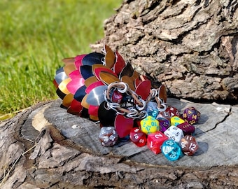 Red, Black, and Bronze Scalemail Dice Bag/Pouch