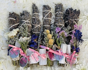 Lavendelvlekkit: selenietkristal, gedroogde bloemen (7-9")