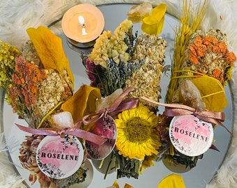 Sage Smudge Kit: sinaasappel, citrienkristal en gedroogde bloemen
