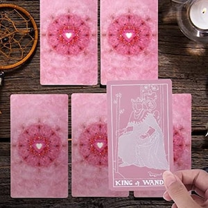 Pink Tarot Deck | Tarot Cards | Pink Oracle | Future Telling Divination | Tarot Gift Set Cardboards | Includes Basic Guidebook and Bag