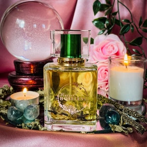 Magick Oil Perfume for Clarity & Manifestation: The Magician | With Tarot Card |  | Empowerment Witchy Oil | Fluorite Crystal Infused Spell
