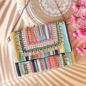 Indian Banjara bag Colourful Festival Clutch Ethnic Multicoloured Indian purse,  Party Clutch Bag for Women, Festival or Occasion Gift Idea